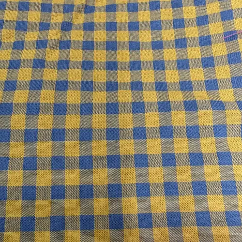 Tela cuadros amarillo y azul